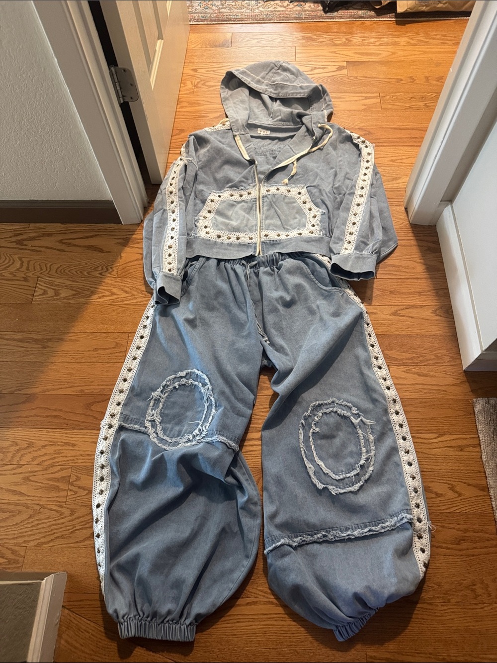 POL Light Blue Hooded Zip Sweatshirt and joggers